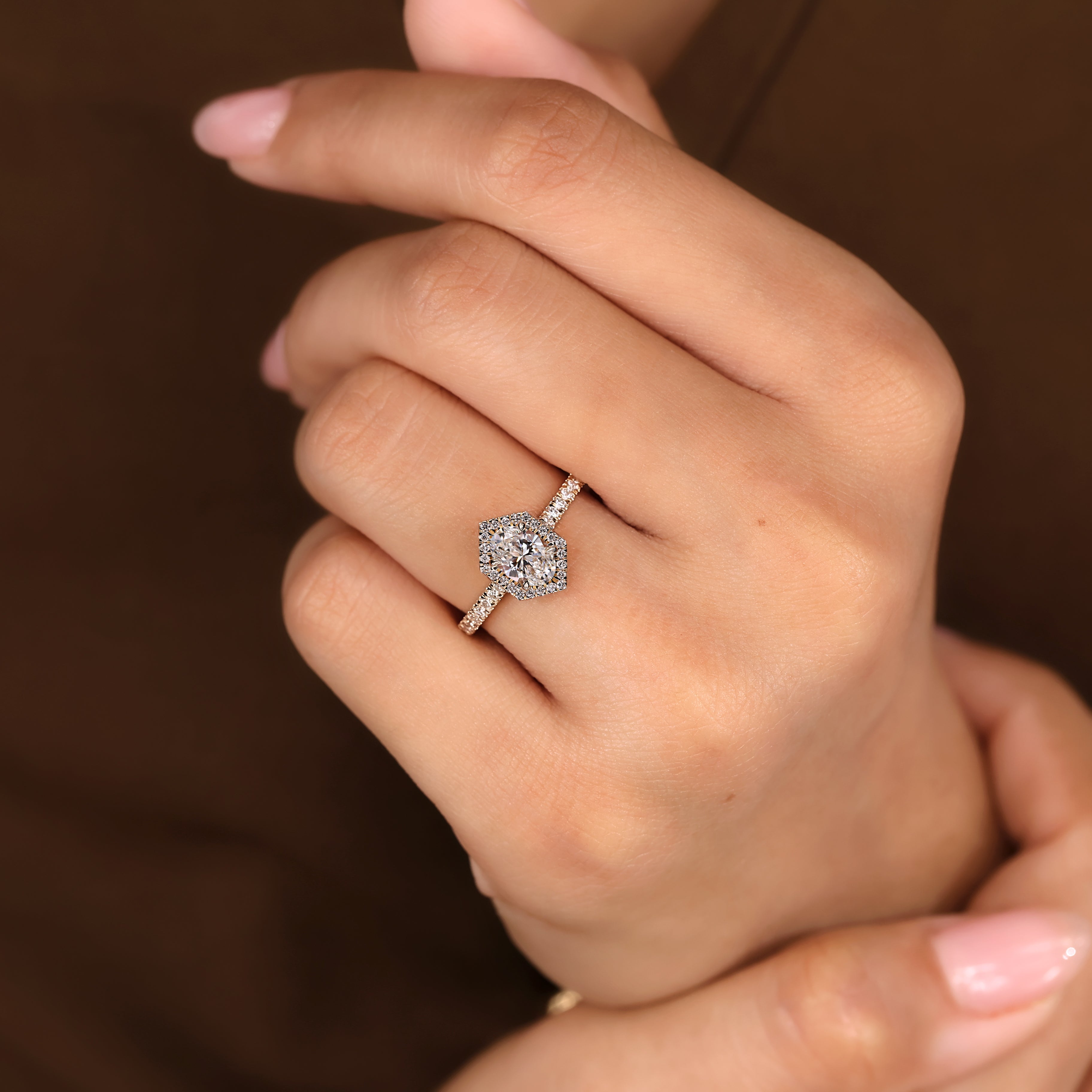 Cushion Hidden Halo Lab Grown Diamond Engagement Ring