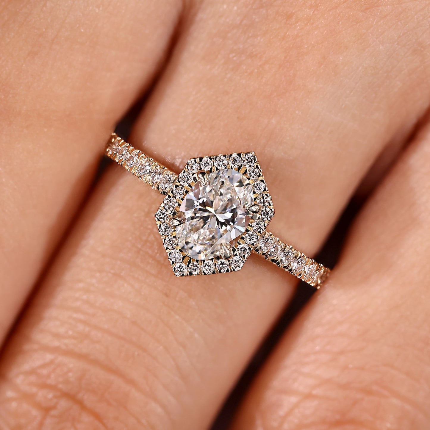 Cushion Hidden Halo Lab Grown Diamond Engagement Ring