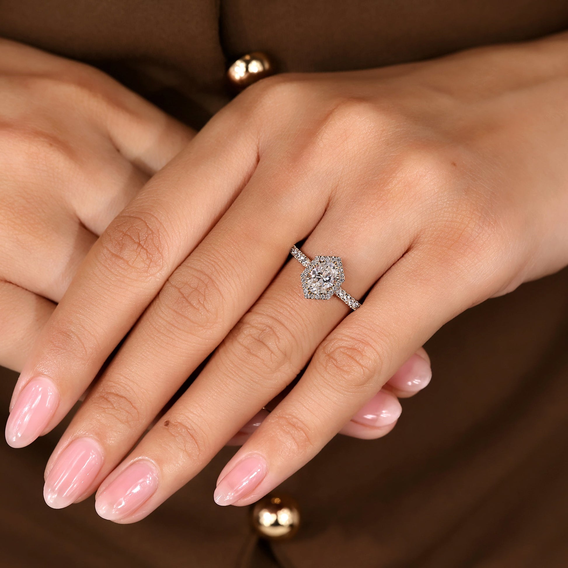 Cushion Hidden Halo Lab Grown Diamond Engagement Ring