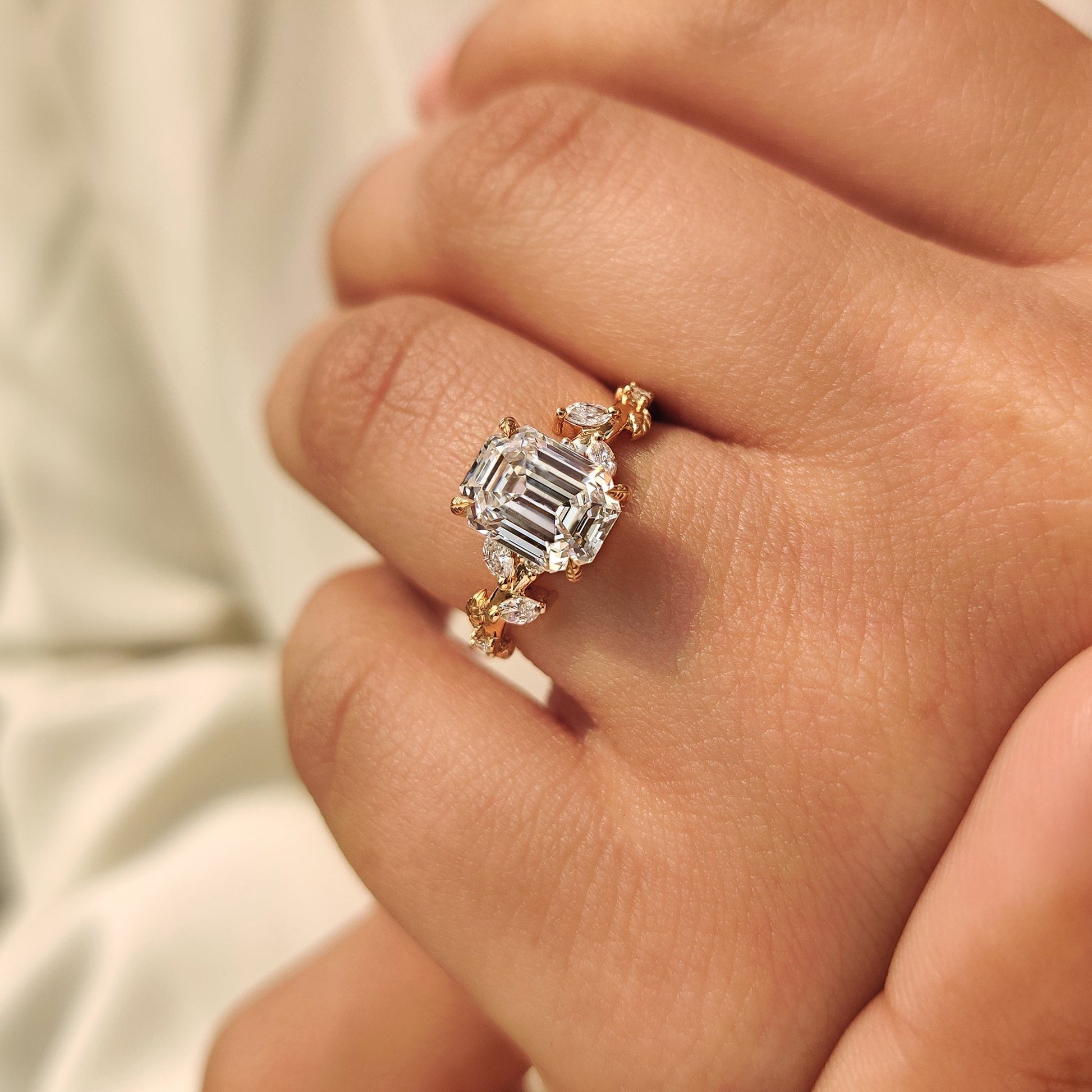Cushion Hidden Halo Lab Grown Diamond Engagement Ring
