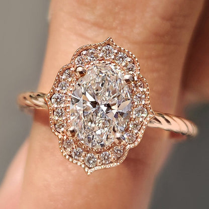 Cushion Hidden Halo Lab Grown Diamond Engagement Ring
