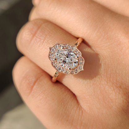 Cushion Hidden Halo Lab Grown Diamond Engagement Ring