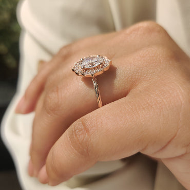 Cushion Hidden Halo Lab Grown Diamond Engagement Ring