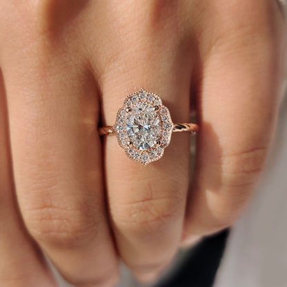 Cushion Hidden Halo Lab Grown Diamond Engagement Ring
