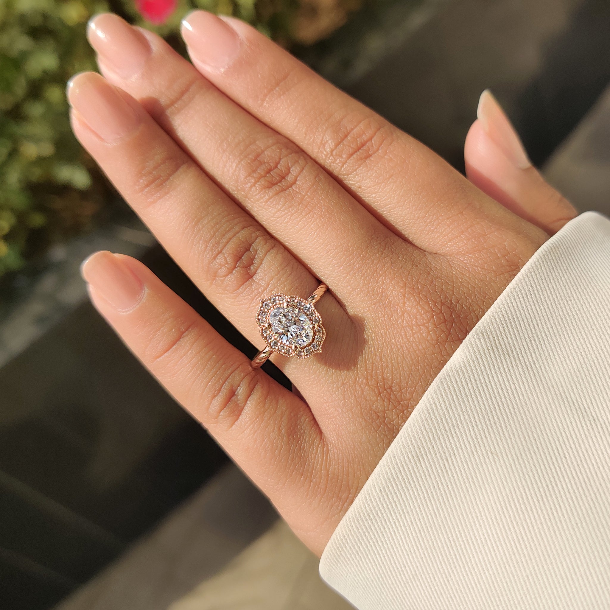 Cushion Hidden Halo Lab Grown Diamond Engagement Ring