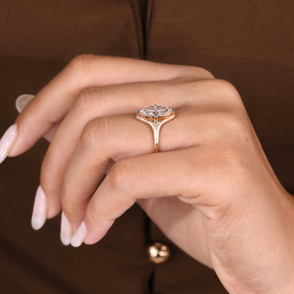 Cushion Hidden Halo Lab Grown Diamond Engagement Ring