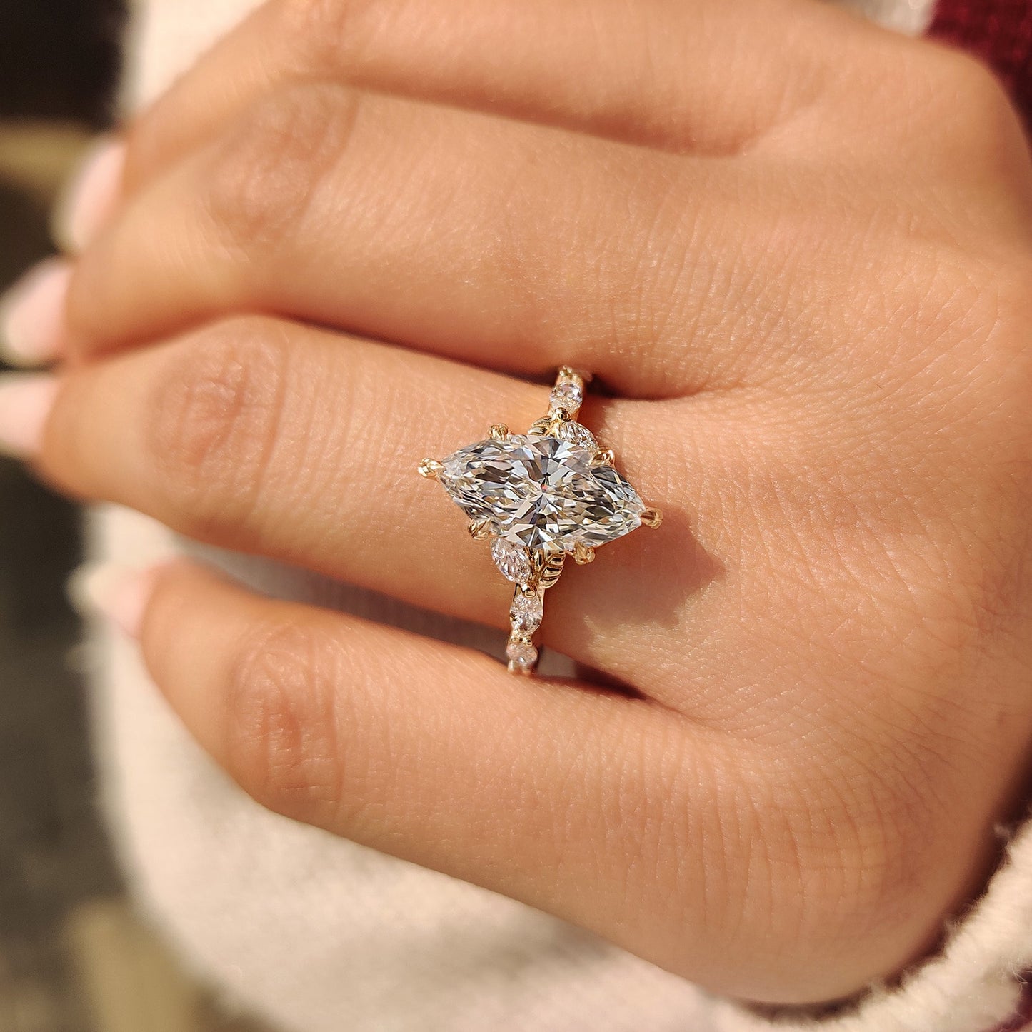 Cushion Hidden Halo Lab Grown Diamond Engagement Ring
