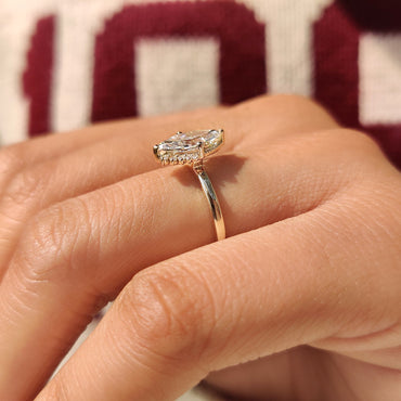 Cushion Hidden Halo Lab Grown Diamond Engagement Ring