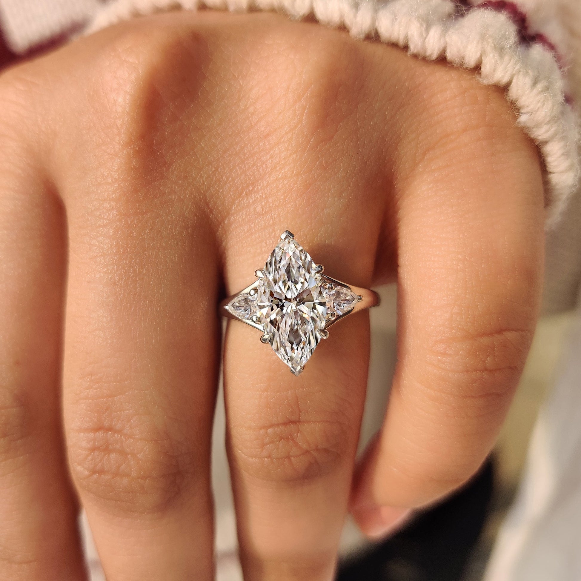 Cushion Hidden Halo Lab Grown Diamond Engagement Ring
