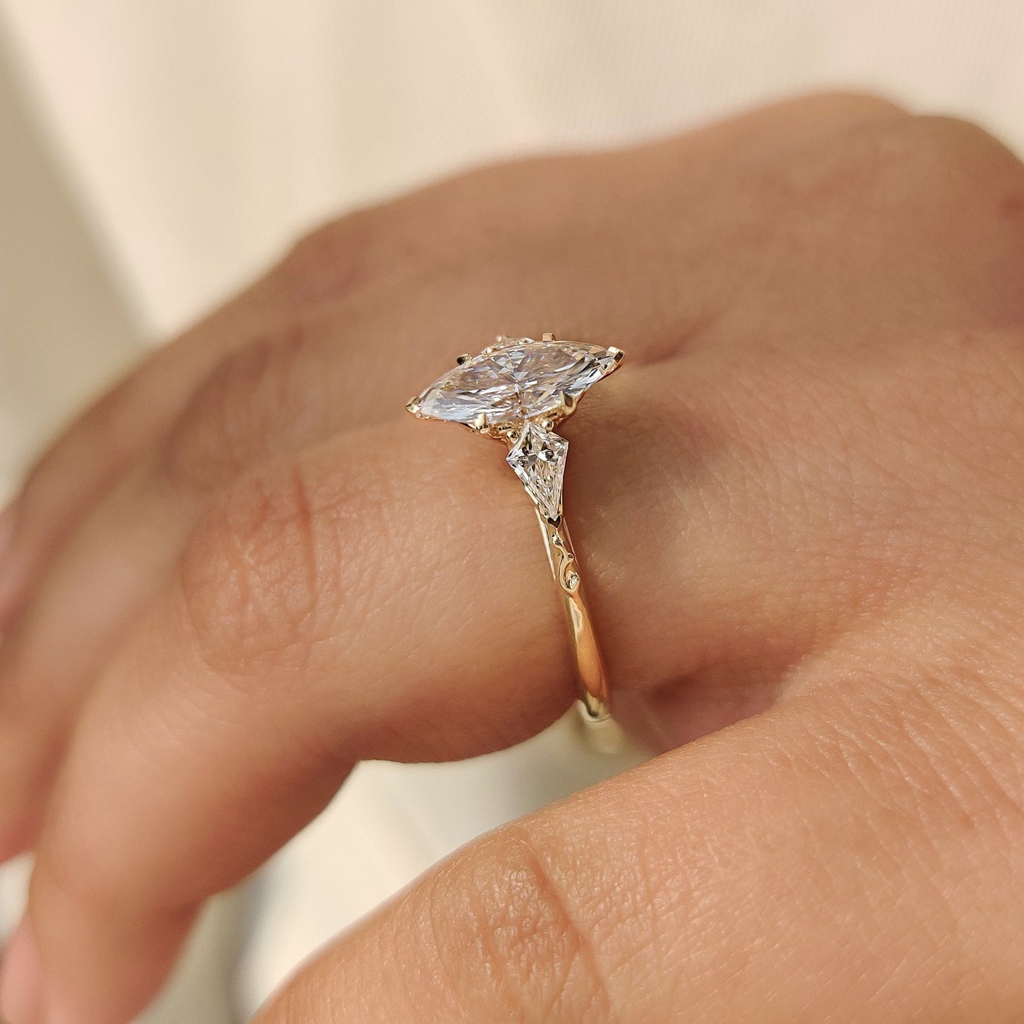 Cushion Hidden Halo Lab Grown Diamond Engagement Ring