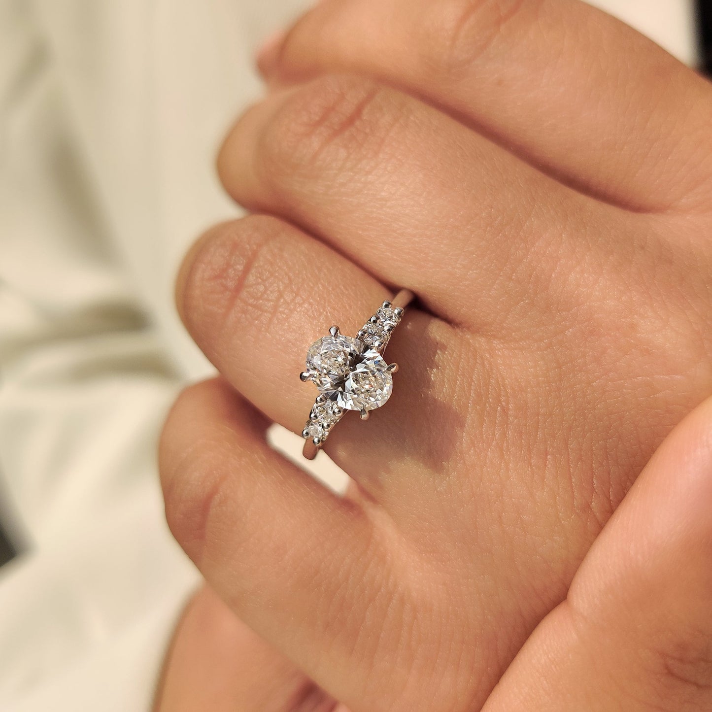 Cushion Hidden Halo Lab Grown Diamond Engagement Ring
