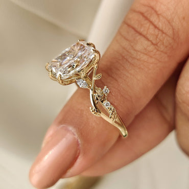 Cushion Hidden Halo Lab Grown Diamond Engagement Ring