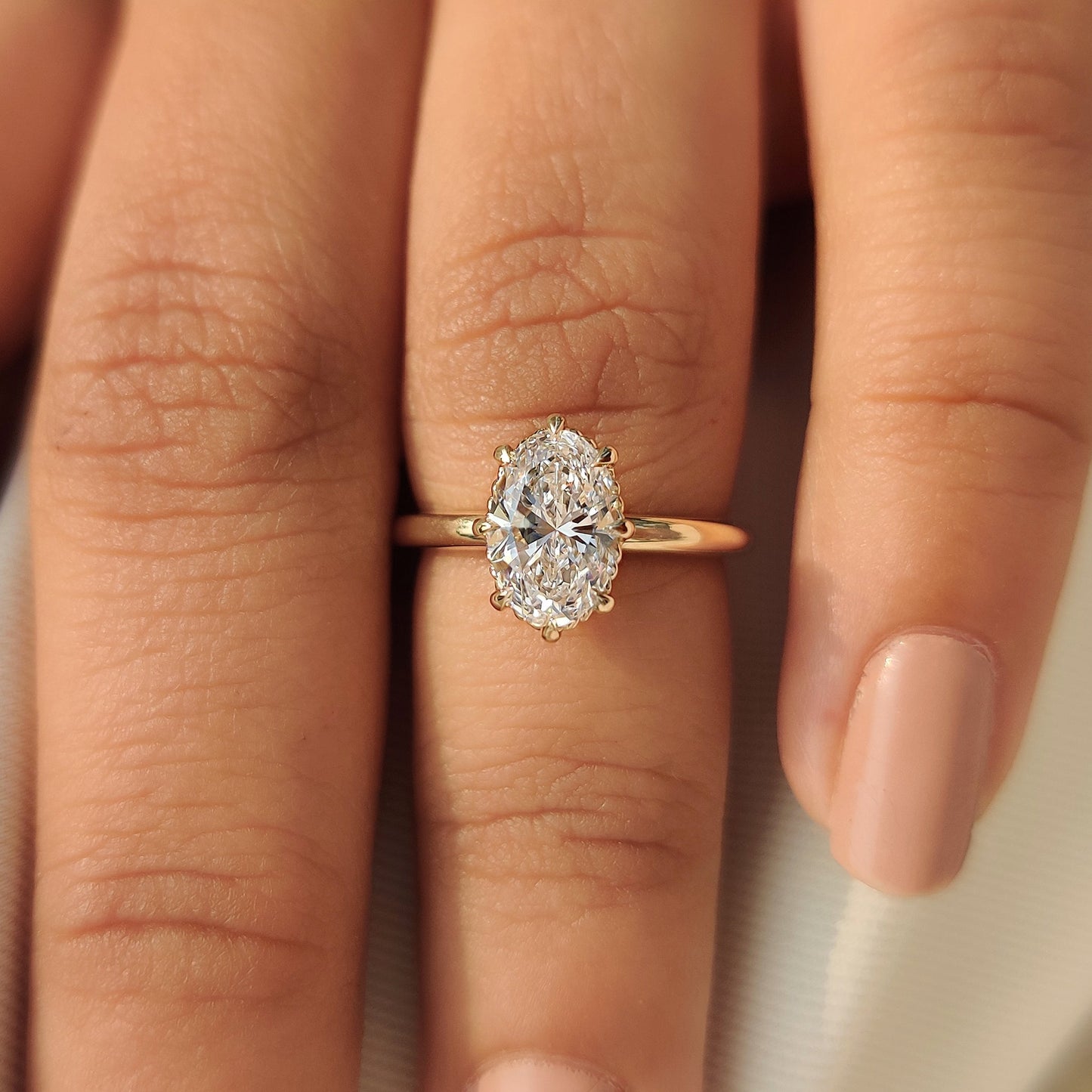 Cushion Hidden Halo Lab Grown Diamond Engagement Ring