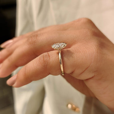 Cushion Hidden Halo Lab Grown Diamond Engagement Ring