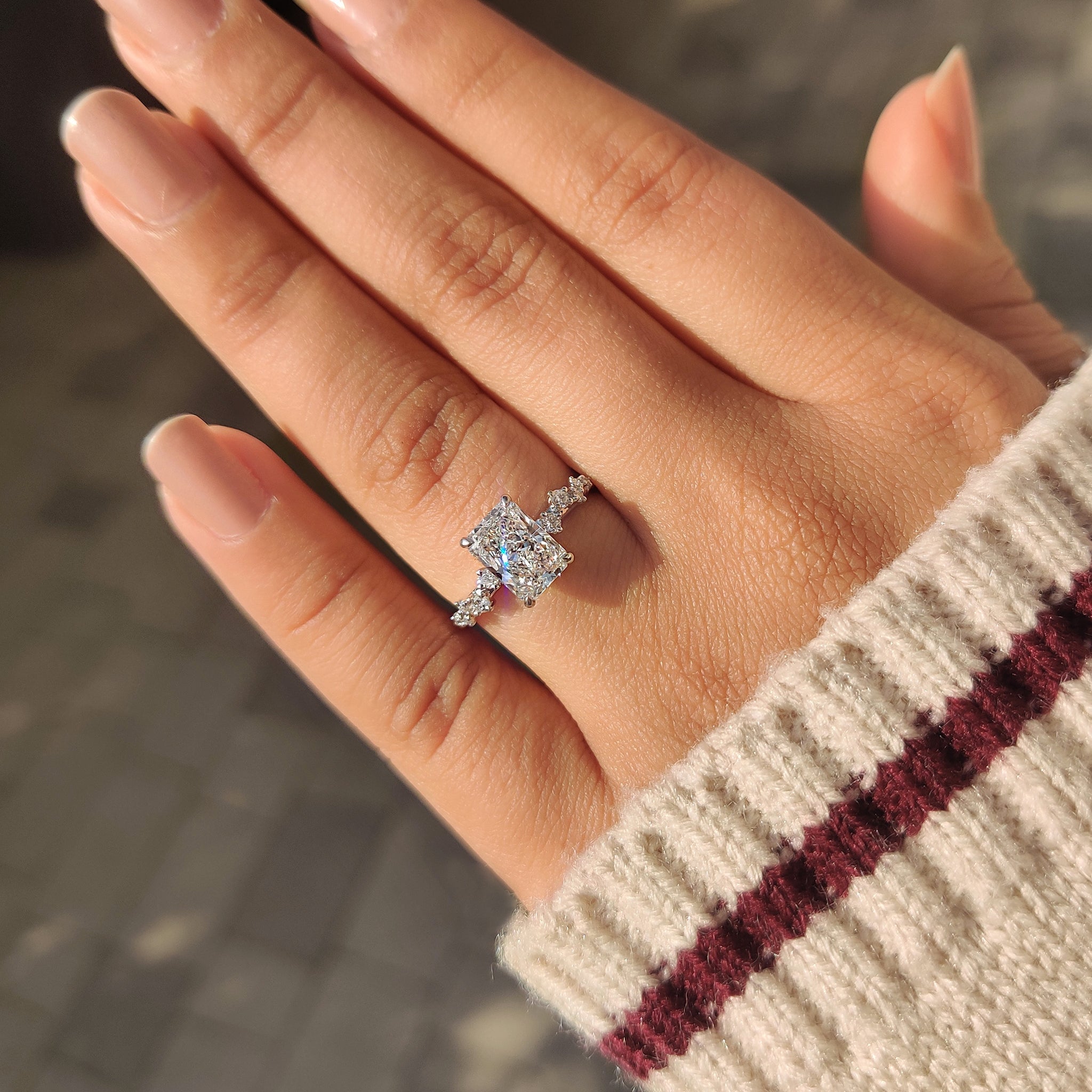 Cushion Hidden Halo Lab Grown Diamond Engagement Ring