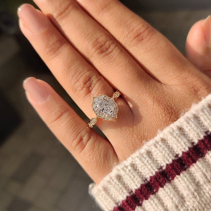 Cushion Hidden Halo Lab Grown Diamond Engagement Ring