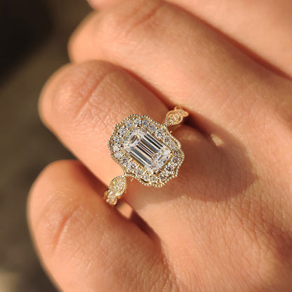 Cushion Hidden Halo Lab Grown Diamond Engagement Ring