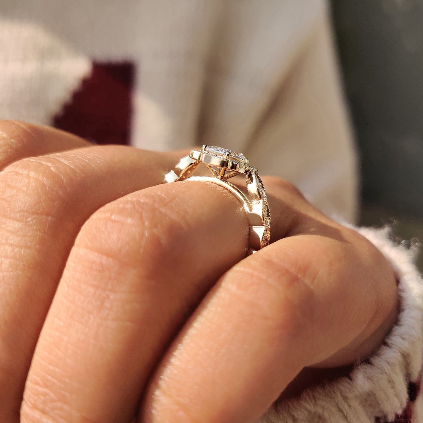 Cushion Hidden Halo Lab Grown Diamond Engagement Ring