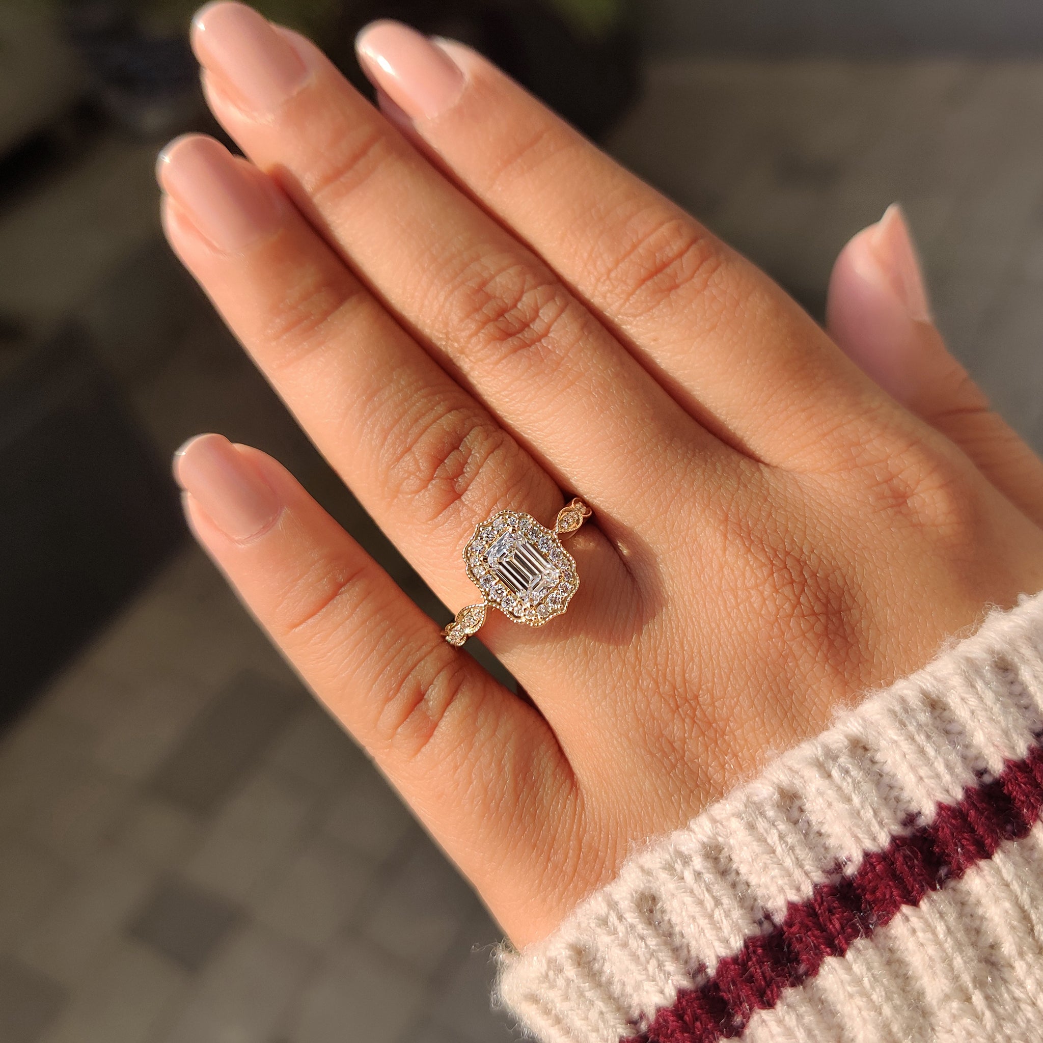 Cushion Hidden Halo Lab Grown Diamond Engagement Ring