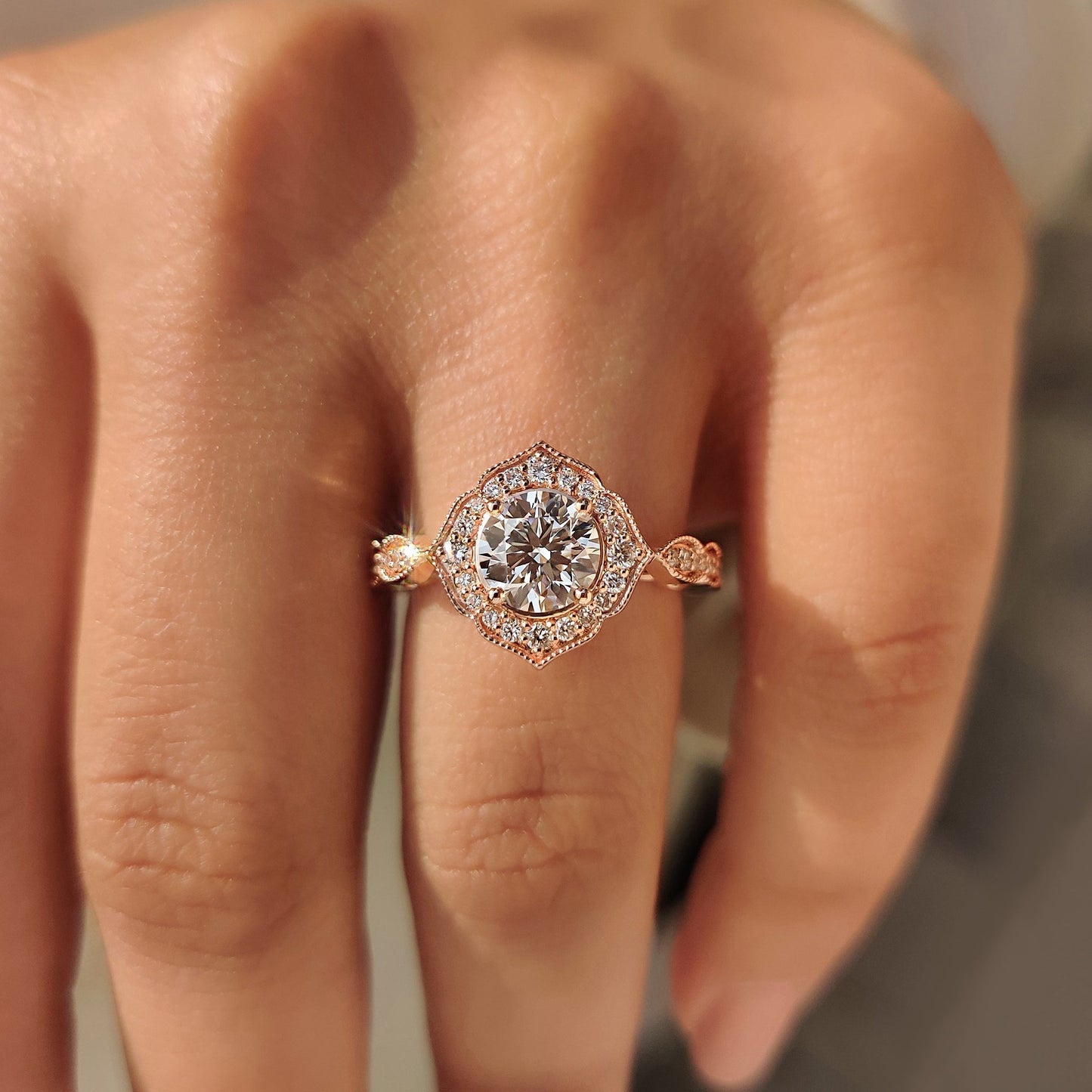 Cushion Hidden Halo Lab Grown Diamond Engagement Ring