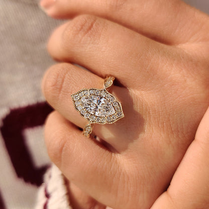 Cushion Hidden Halo Lab Grown Diamond Engagement Ring