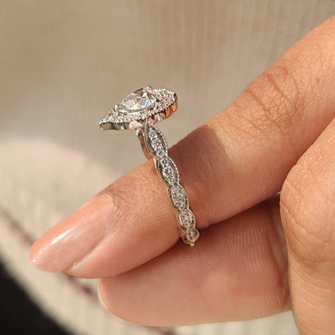 Cushion Hidden Halo Lab Grown Diamond Engagement Ring