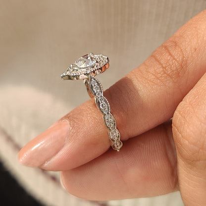 Cushion Hidden Halo Lab Grown Diamond Engagement Ring