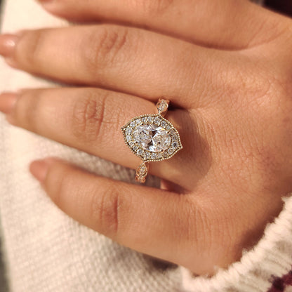 Cushion Hidden Halo Lab Grown Diamond Engagement Ring