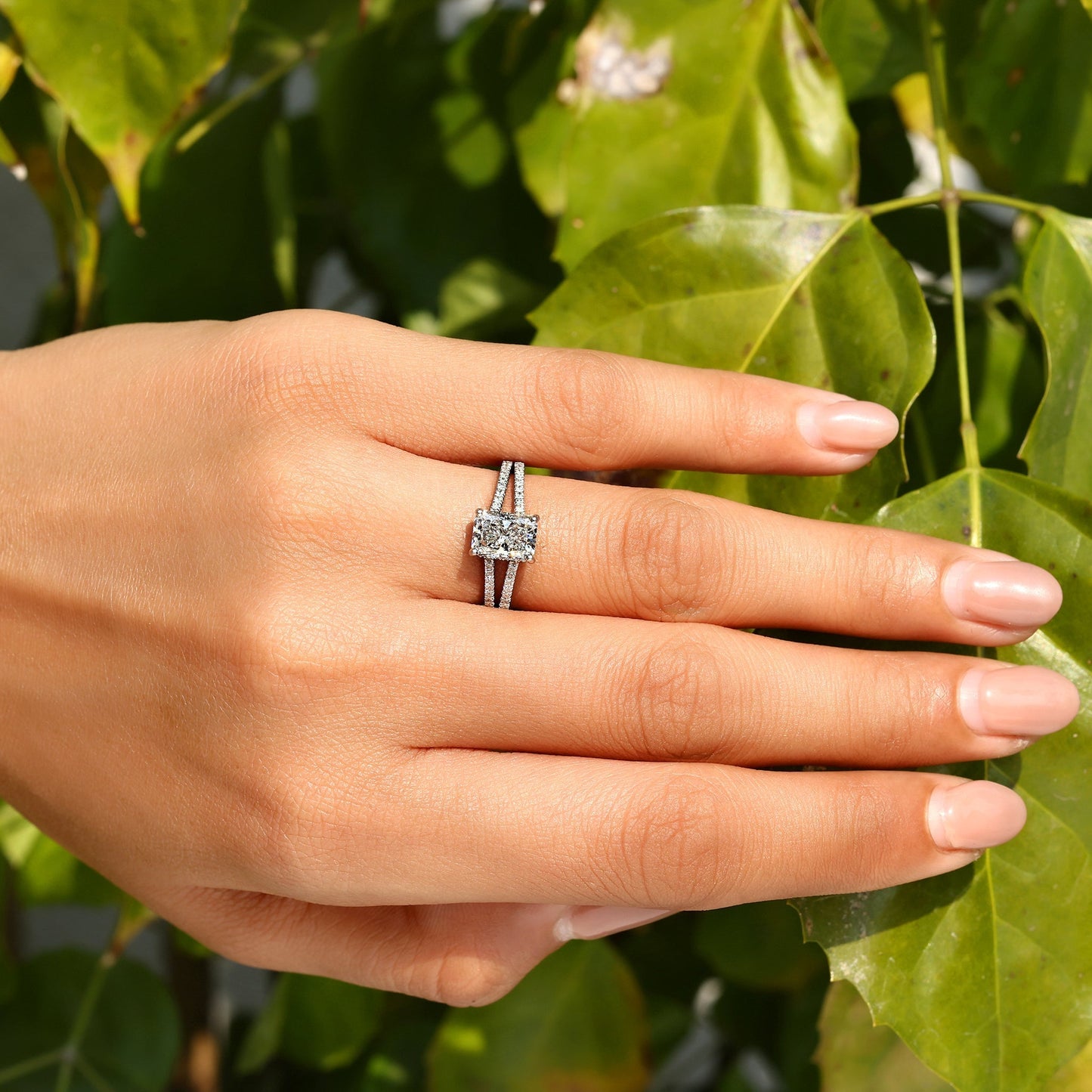Cushion Hidden Halo Lab Grown Diamond Engagement Ring