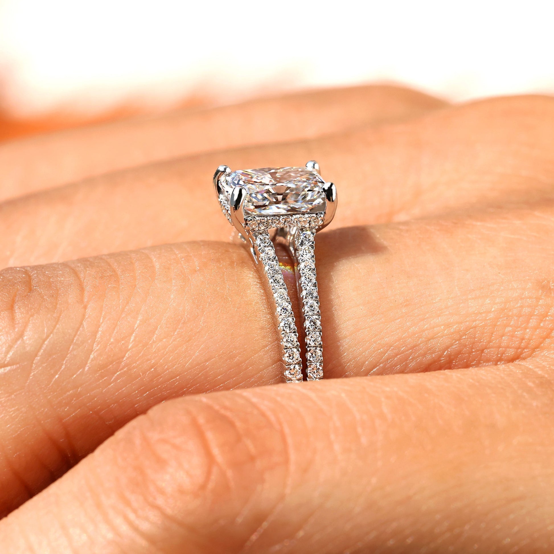 Cushion Hidden Halo Lab Grown Diamond Engagement Ring