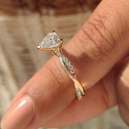 Cushion Hidden Halo Lab Grown Diamond Engagement Ring