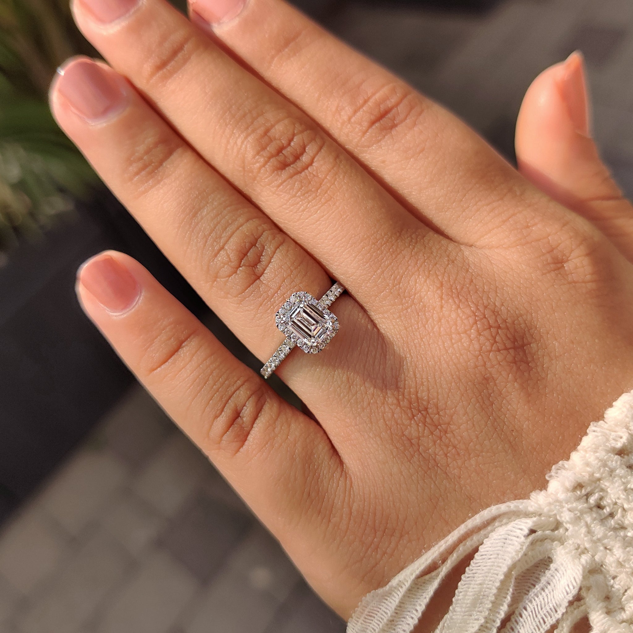 Cushion Hidden Halo Lab Grown Diamond Engagement Ring