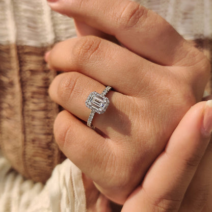 Cushion Hidden Halo Lab Grown Diamond Engagement Ring