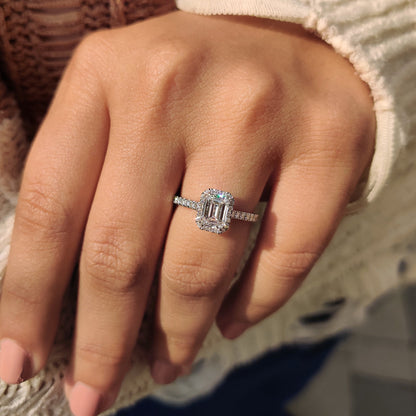Cushion Hidden Halo Lab Grown Diamond Engagement Ring