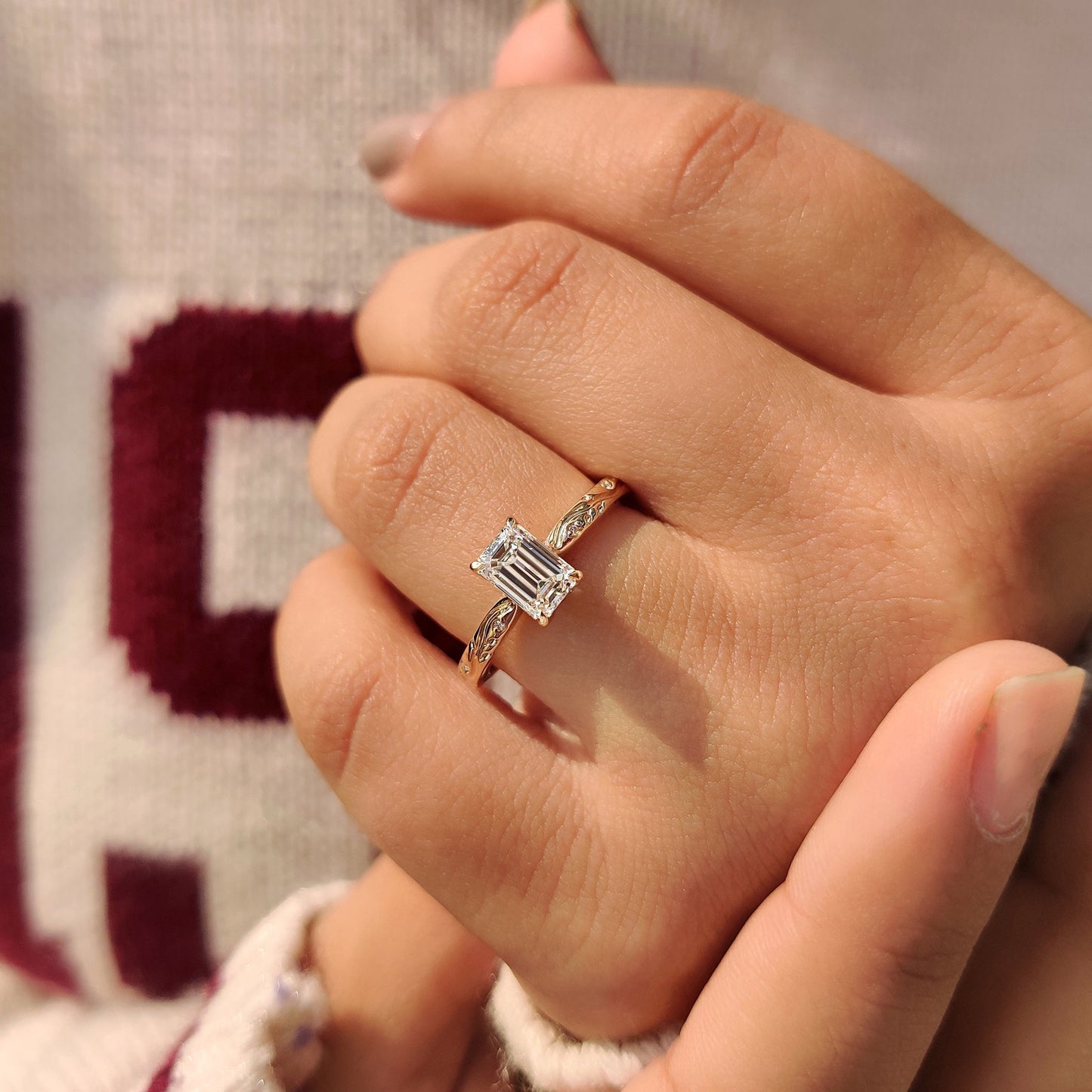Cushion Hidden Halo Lab Grown Diamond Engagement Ring