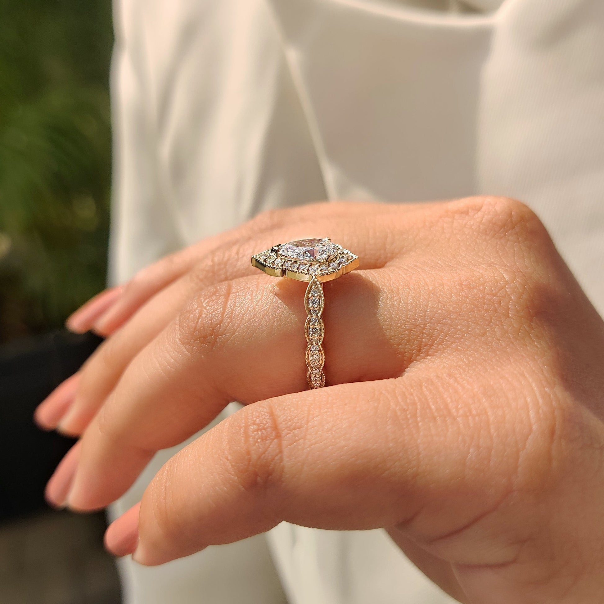 Cushion Hidden Halo Lab Grown Diamond Engagement Ring
