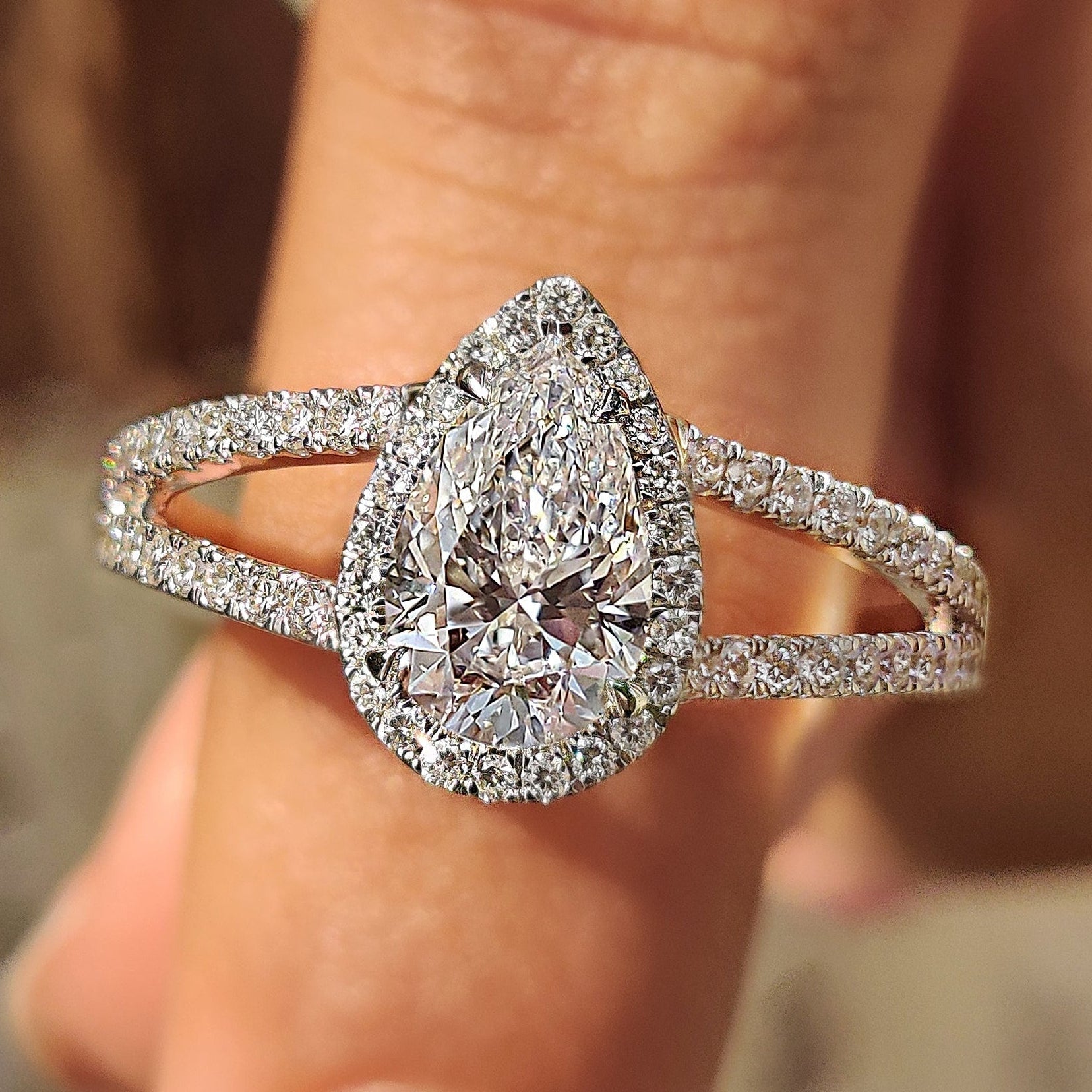 Cushion Hidden Halo Lab Grown Diamond Engagement Ring