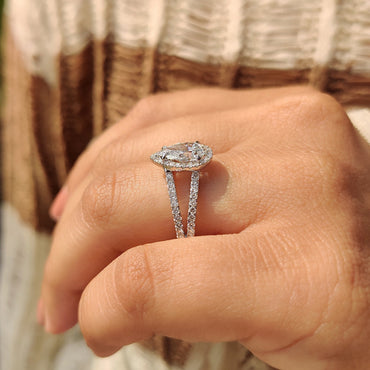 Cushion Hidden Halo Lab Grown Diamond Engagement Ring
