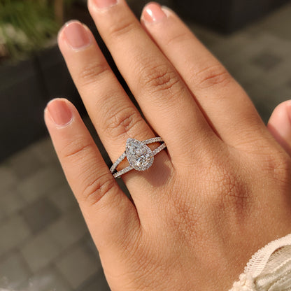 Cushion Hidden Halo Lab Grown Diamond Engagement Ring