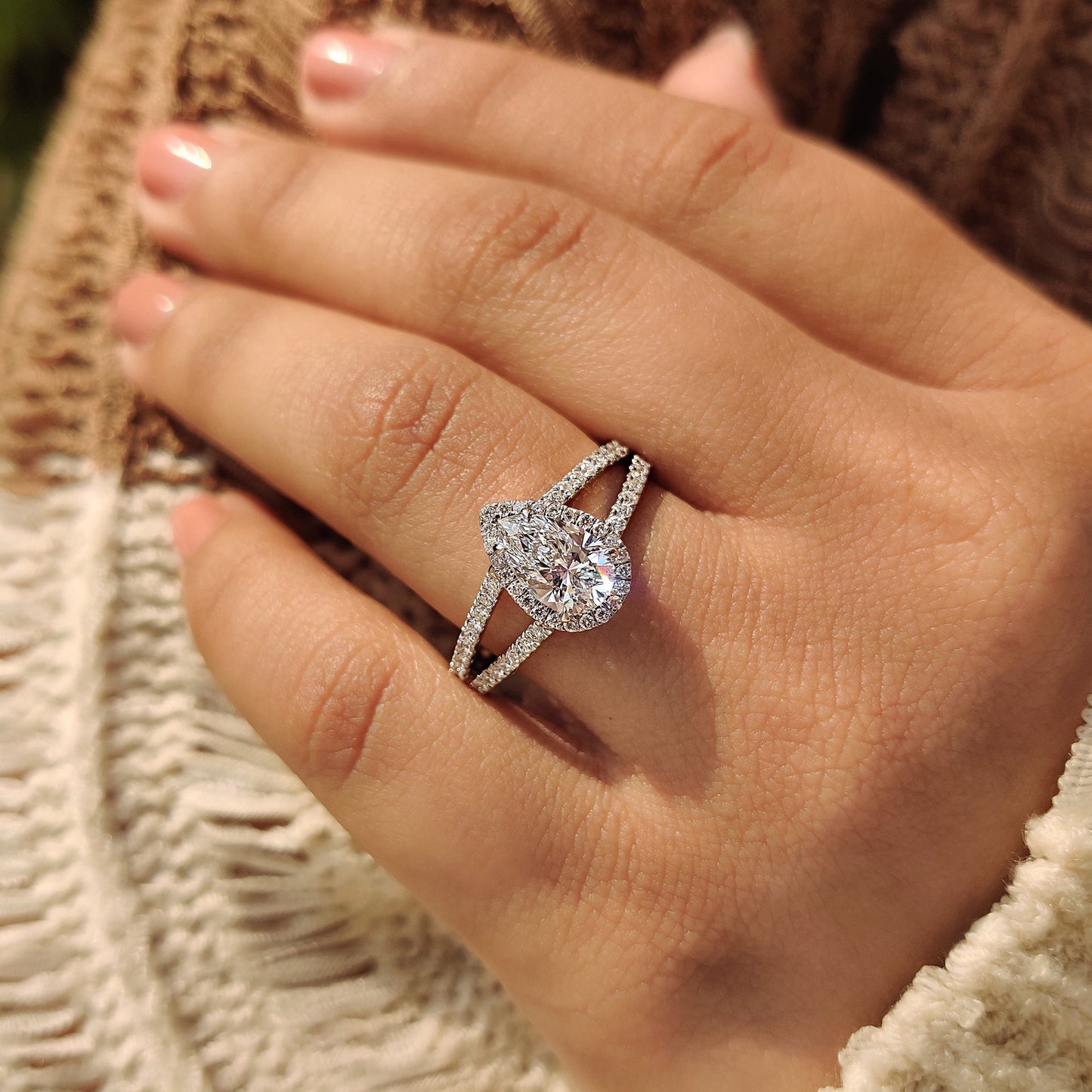 Cushion Hidden Halo Lab Grown Diamond Engagement Ring