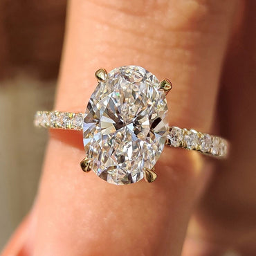 Cushion Hidden Halo Lab Grown Diamond Engagement Ring