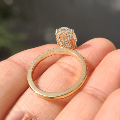 Cushion Hidden Halo Lab Grown Diamond Engagement Ring