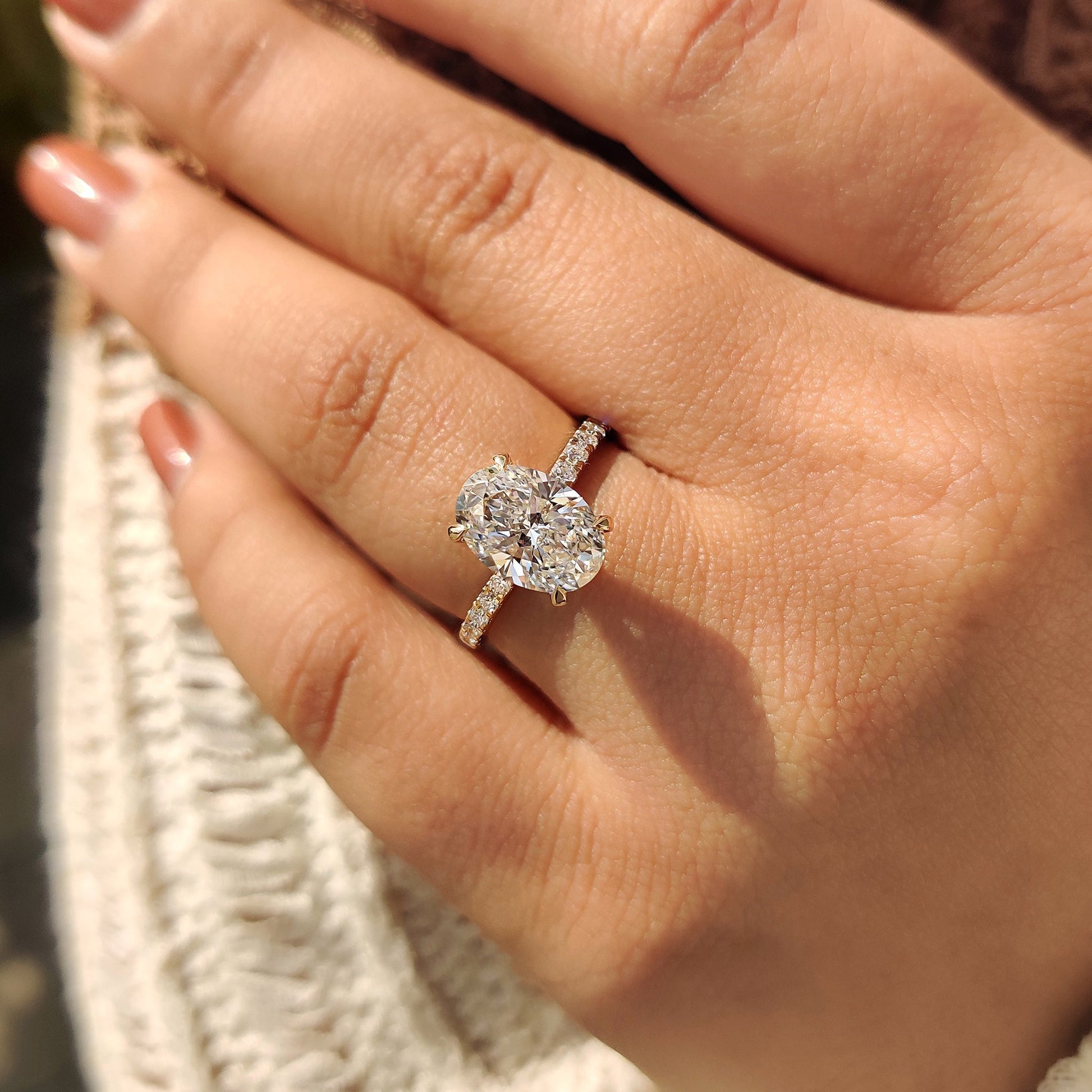 Cushion Hidden Halo Lab Grown Diamond Engagement Ring