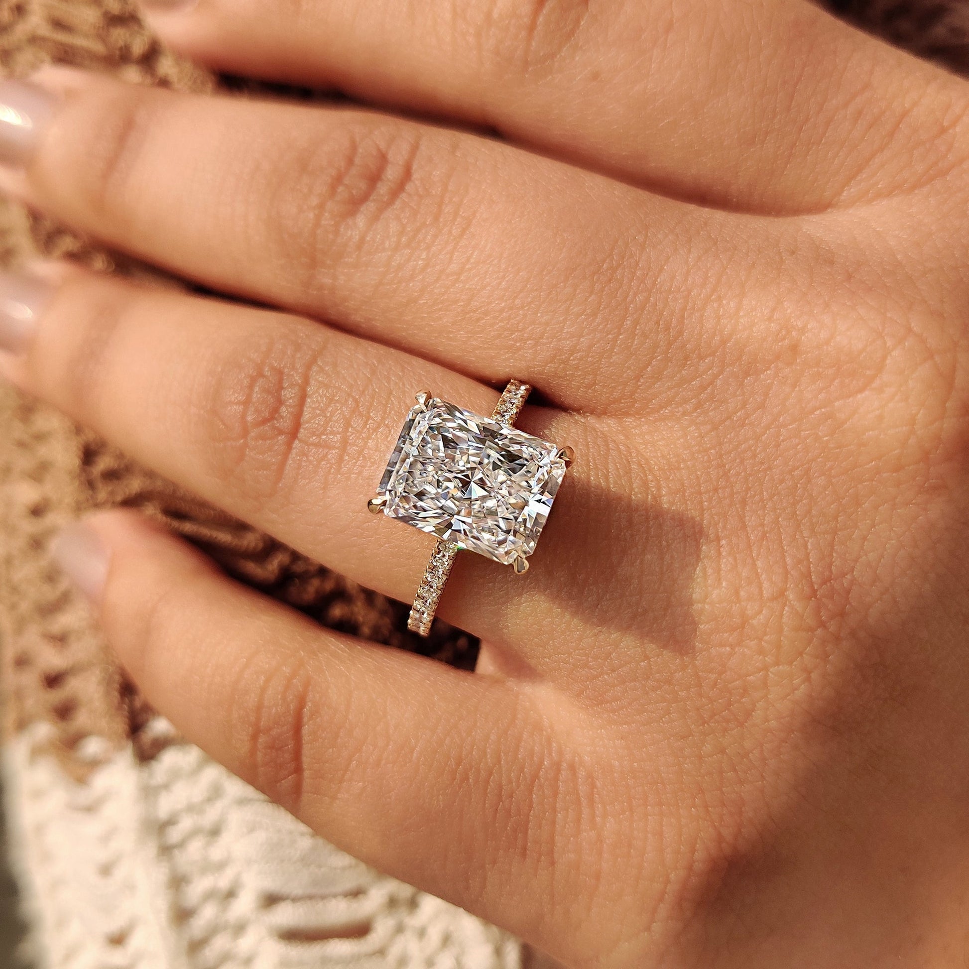 Cushion Hidden Halo Lab Grown Diamond Engagement Ring
