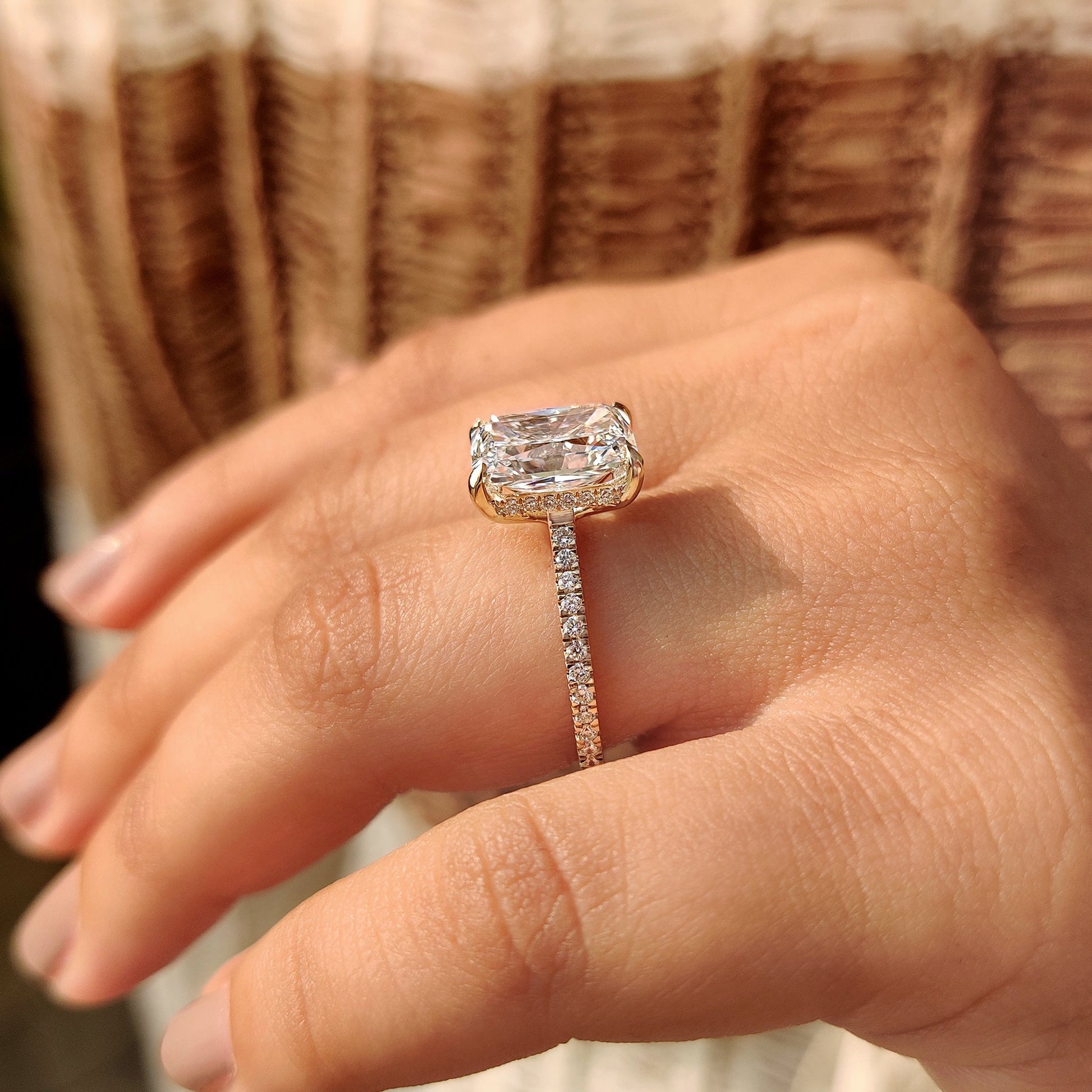 Cushion Hidden Halo Lab Grown Diamond Engagement Ring