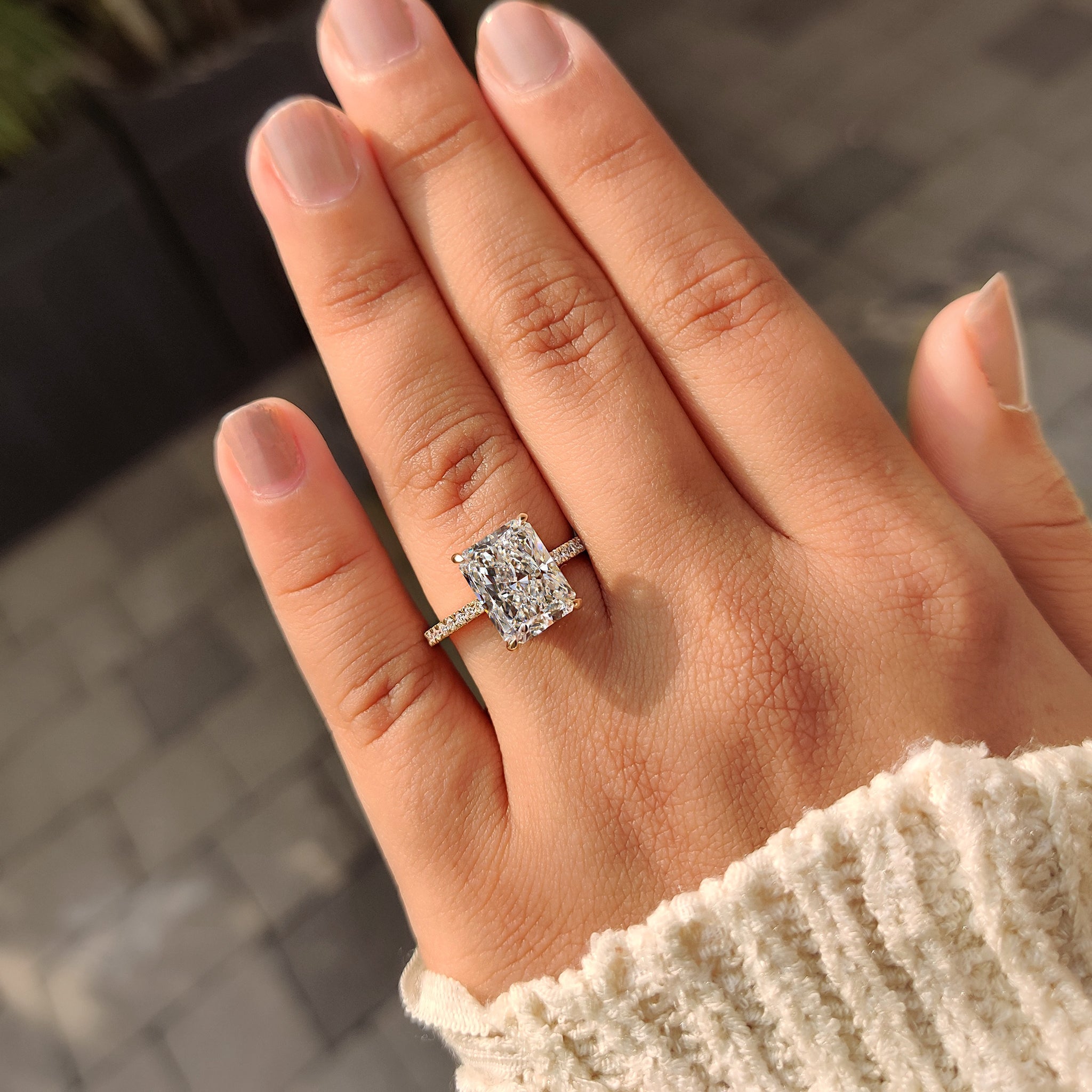 Cushion Hidden Halo Lab Grown Diamond Engagement Ring