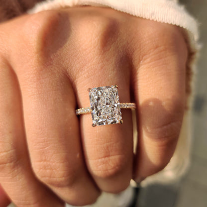 Cushion Hidden Halo Lab Grown Diamond Engagement Ring