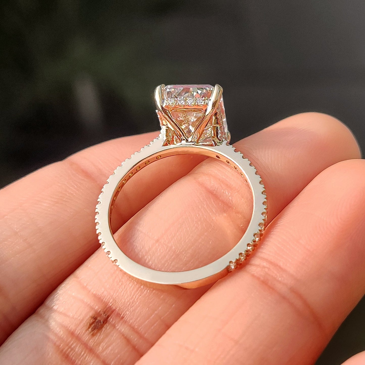 Cushion Hidden Halo Lab Grown Diamond Engagement Ring