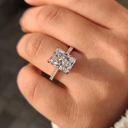 Cushion Hidden Halo Lab Grown Diamond Engagement Ring