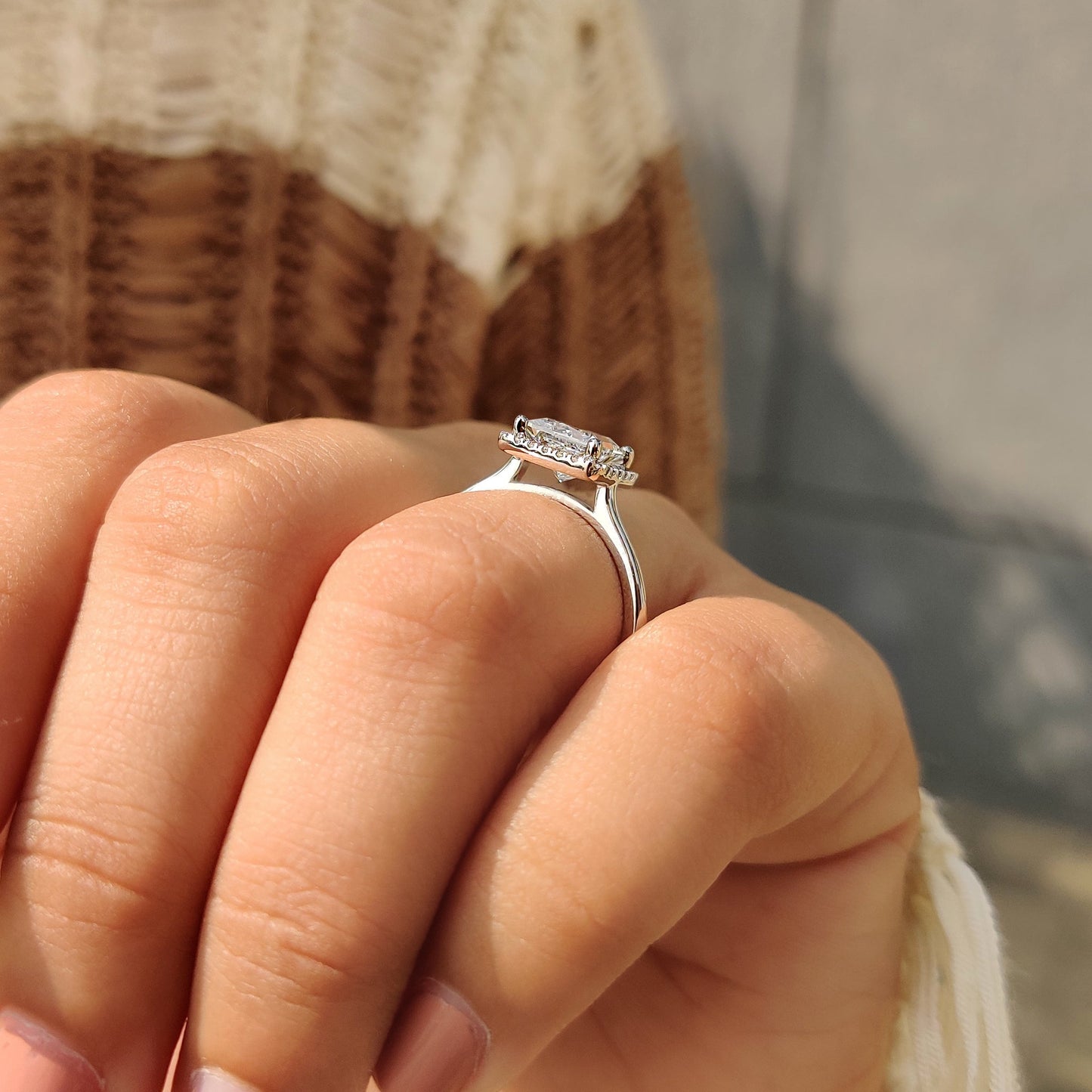 Cushion Hidden Halo Lab Grown Diamond Engagement Ring